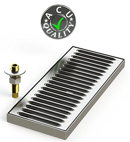 ACU Precision Sheet Metal 0150-12 Surface Mount Drip Tray with Drain 5 x 12 x 3/4 - Stainless Steel # 4 Brushed Finish, 0.75 Hei