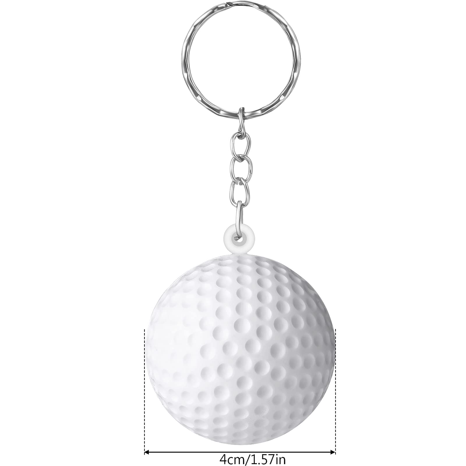 Blulu 20 Pack White Golf Ball Keychains For Party Favors, School Carnival Reward, Party Bag Gift Fillers (Golf Ball Keychains, 2