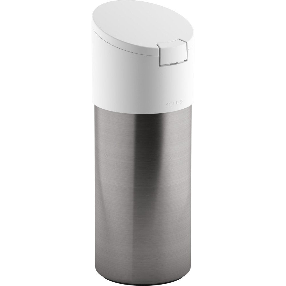 Kohler Disinfecting Dispenser (Wipes Not Included), Stainless Steel Canister With Easy One Touch Lid, 4 X 4 X 10.75, White