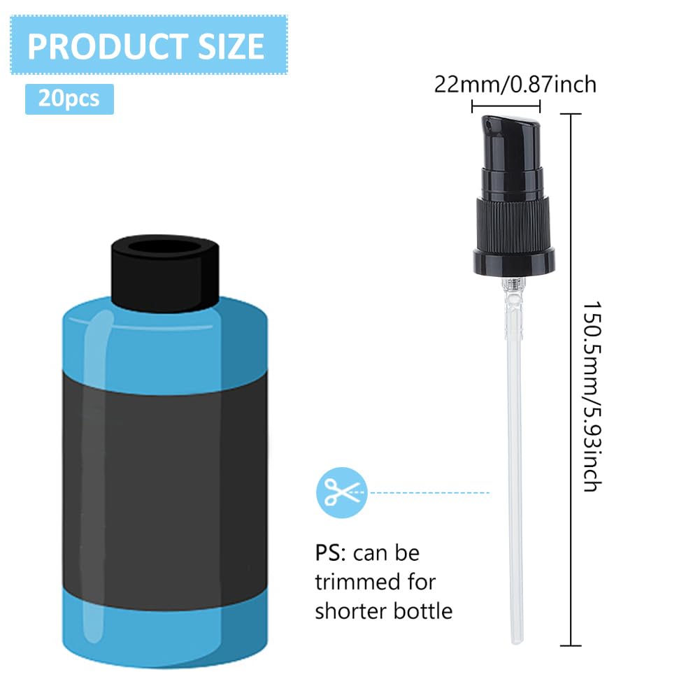 Benecreat 20 Pcs 18/415 Replacement Pump Top Head, Black Universal Replacement Pumps With Cover, Reusable Dispenser Pump Head Fo