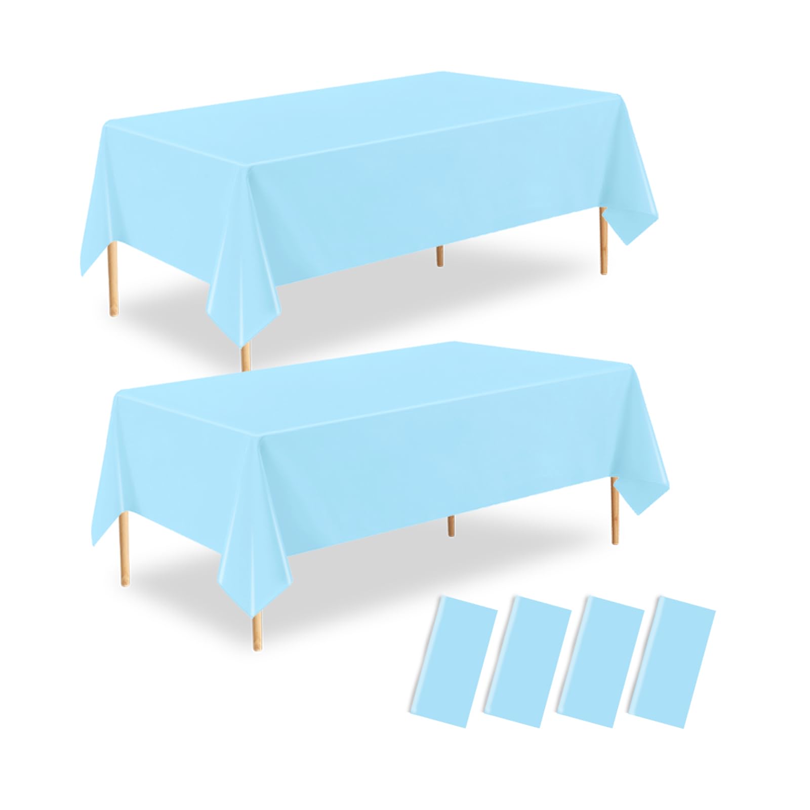 ZHIAXTON 4 Pack Light Blue Plastic Tablecloth,54 X 108 Inch Disposable Rectangle Table Cover for Birthday Party,Baby Shower,Wedd