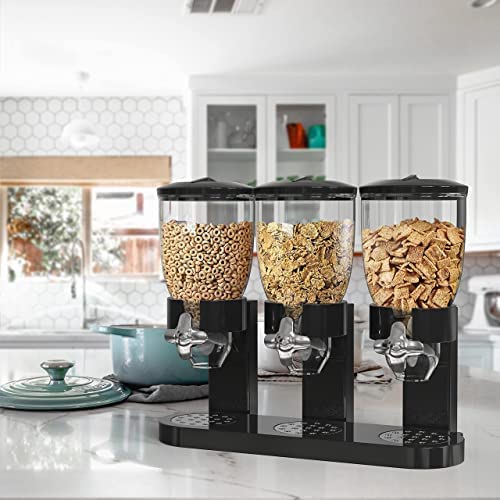 Triple Food Dispenser - Easy To Use Dry Food Dispenser Perfect As A Candy, Nuts, Rice, Granola, Cereal Dispenser & More - Dispen