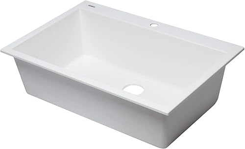Alfi Brand Ab3322Di-W White 33 Single Bowl Drop In Granite Composite Kitchen Sink