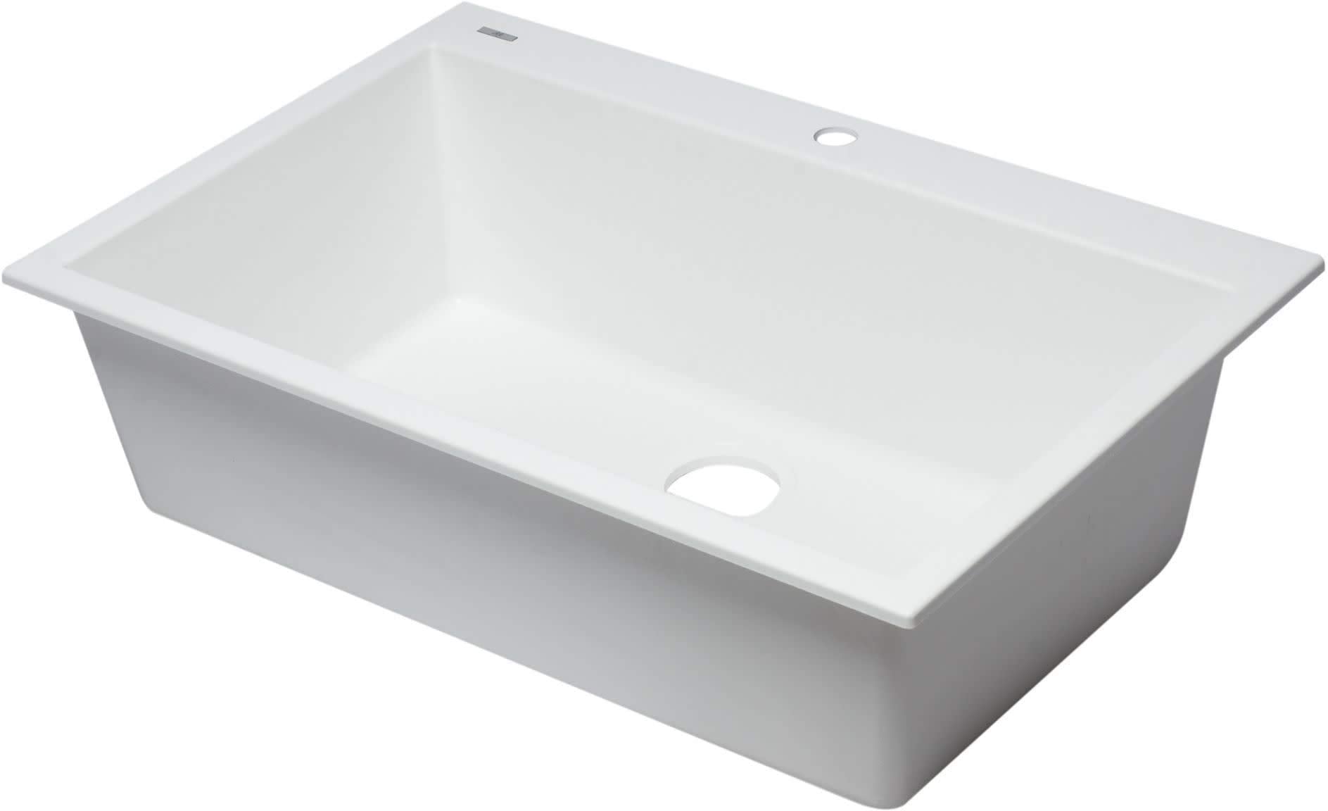 Alfi Brand Ab3322Di-W White 33 Single Bowl Drop In Granite Composite Kitchen Sink