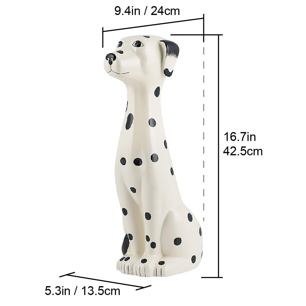 Allure Home Creation Dalmatian Dog Ceramic Toilet Brush Holder & Scrub Brush, 9.4” x 5.3” x 16.7”, Black & White, Model XBR