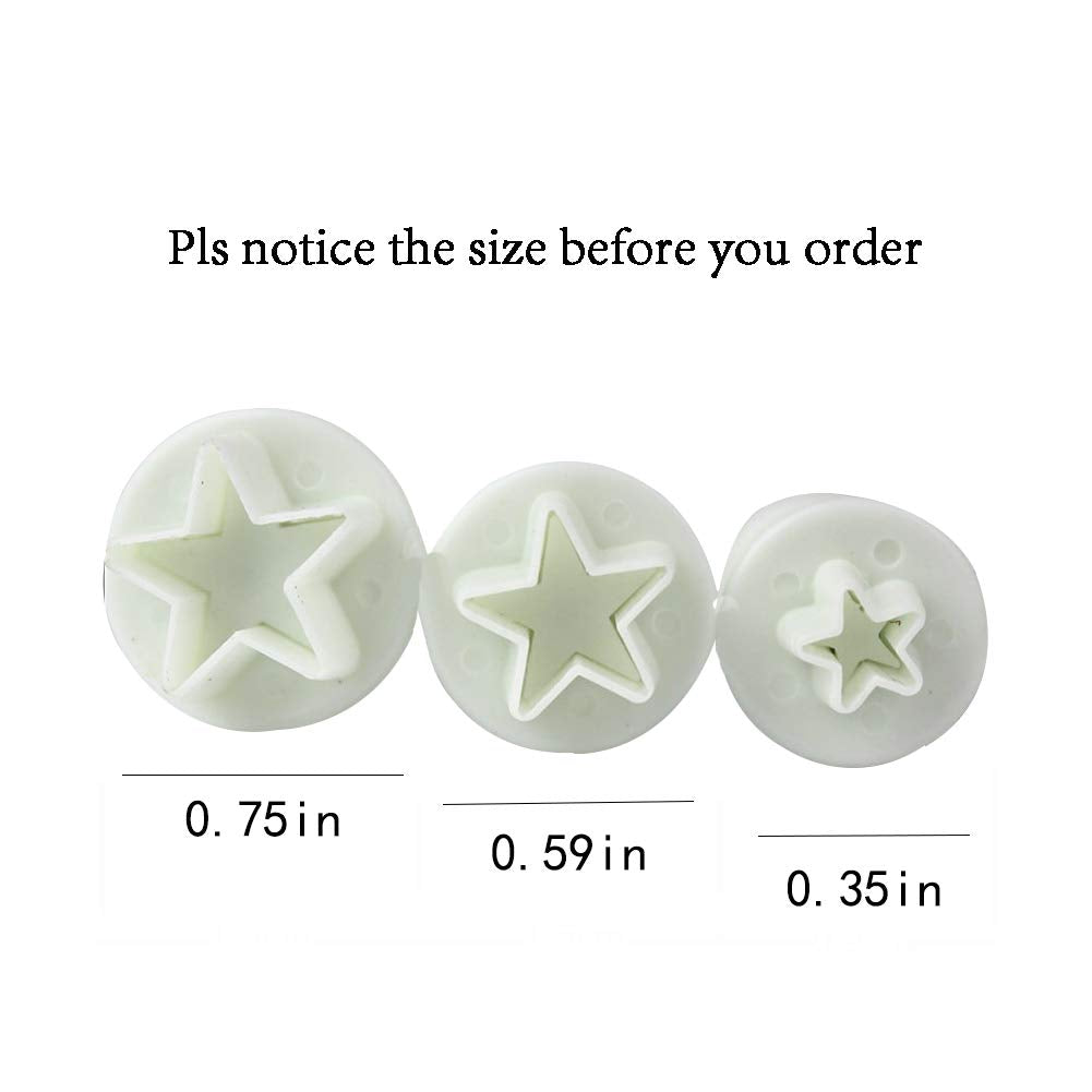 Star Small Fondant Plunger Cutter Set Cake Cookies Decorating Tool Mold-Tiny 3 Pieces(Mini)