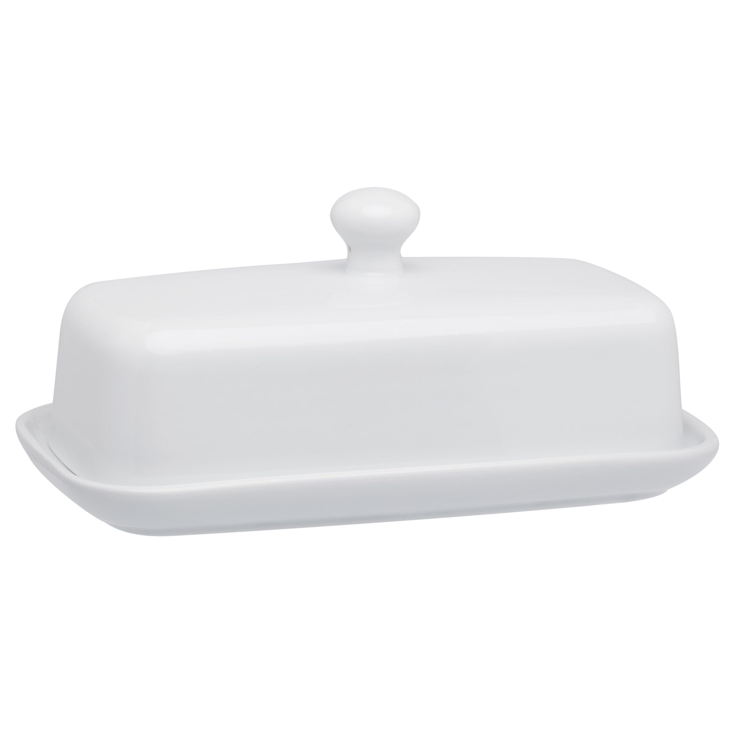 Hic Kitchen Butter Dish With Lid, Fine White Porcelain