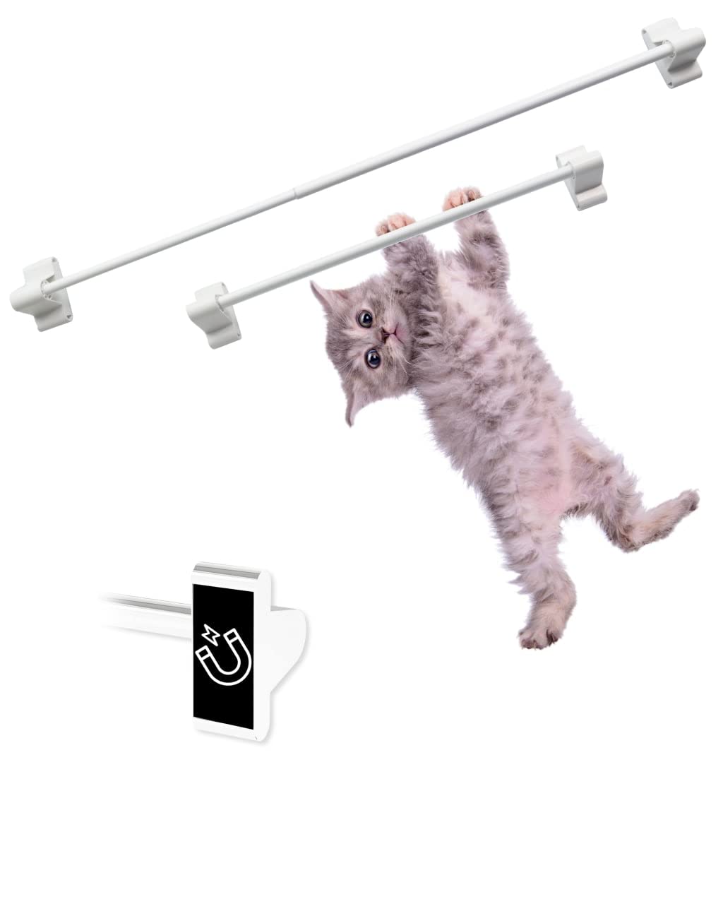 Skywin Magnetic Towel Holder For Refrigerator - 2 Pack Small Magnetic Curtain Rod For Metal Door With Adjustable Length - Fits T