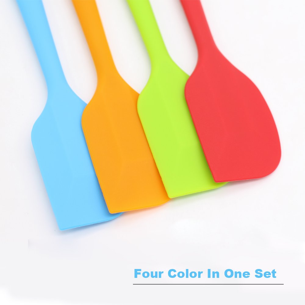 Silicone Spatula 4-Piece Set, Heat-Resistant Non-Stick Rubber Spatulas With Stainless Steel Core, Grey