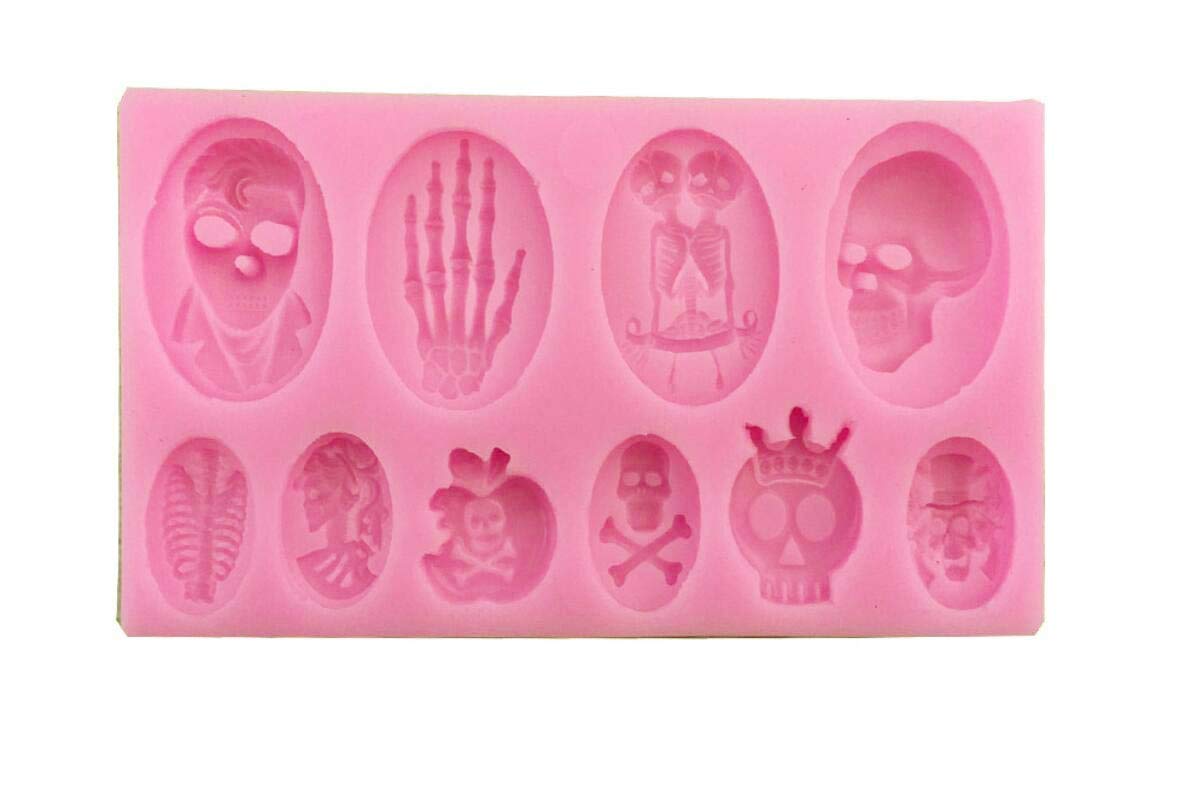 Foyara Halloween Skull Skeleton Fondant Silicone Cake Decoration Mould Chocolate Mould Sugar Icing Gumpaste Kitchen Diy Baking T