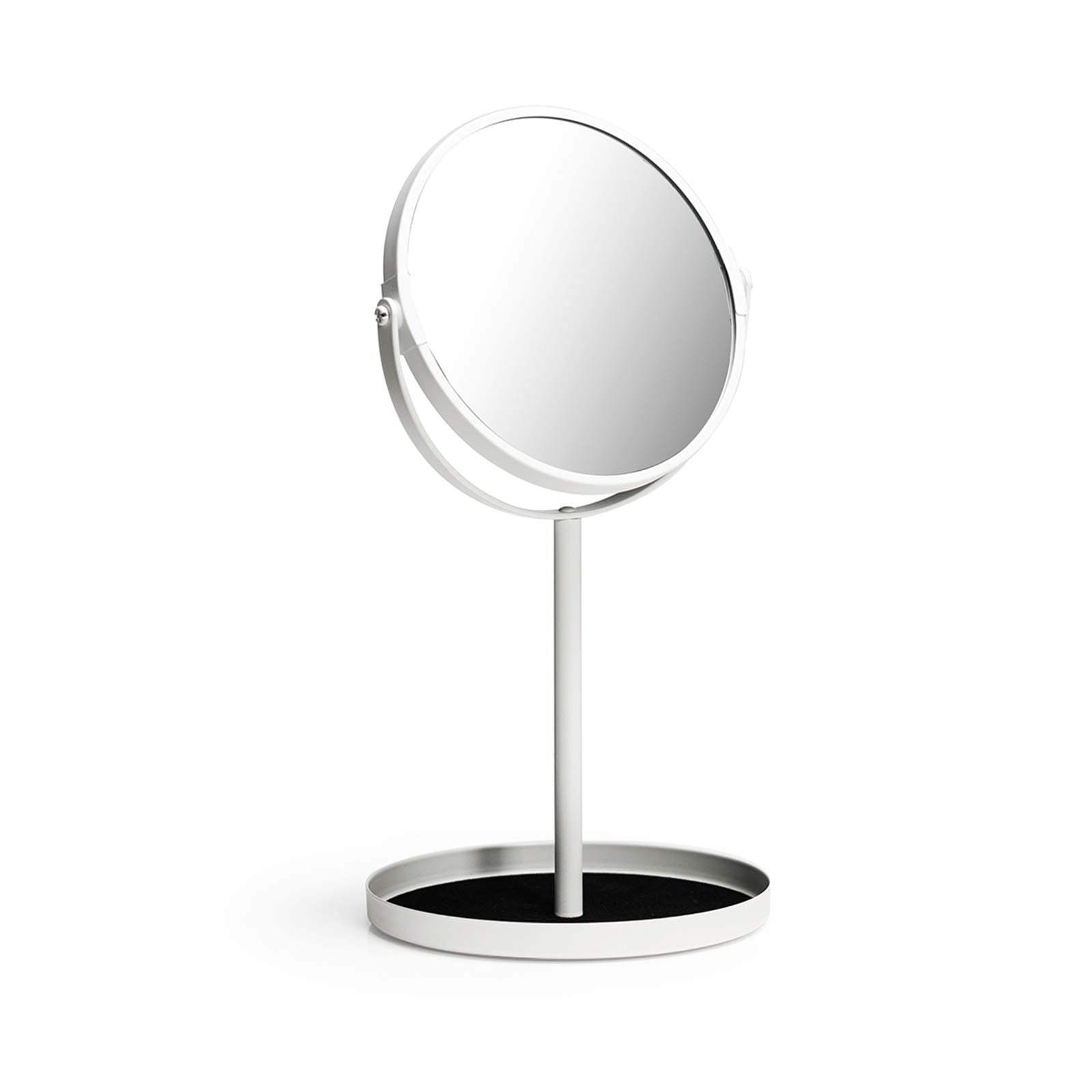 Ettori Makeup Mirror Dual Sided Vanity Mirror, 1X And 5X Magnification, 360 Swivel Round Mirror, No Light, White