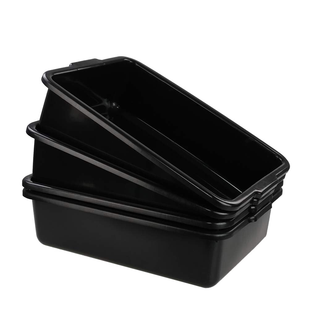 Eudokkyna 24 Liters Large Commercial Bus Tubs, Plastic Bus Box Dish Bin Set Of 4, Black