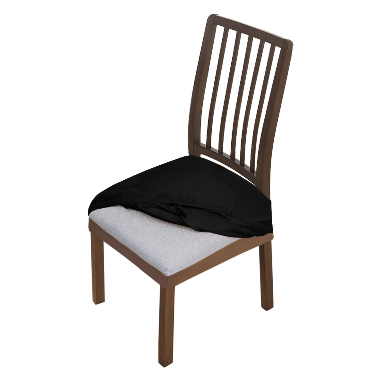 Hokipo Original Velvet Seat Cover For Chair, Stretch Fitted, Removable Washable Furniture Protector Slipcovers, Set Of 1, Black 