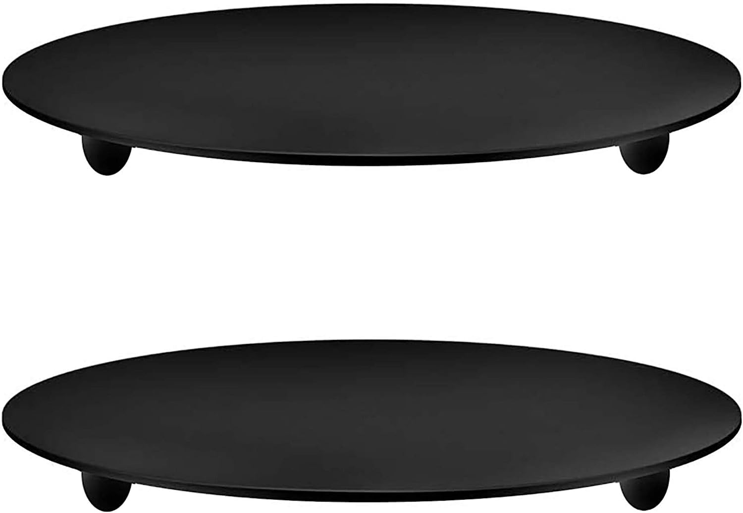 YYaaloa 2 pcs Black Decorative Iron Plate Candle Holder 4.33 Candle Stand Candle Plate for LED & Wax Candles, Incense Cones, S