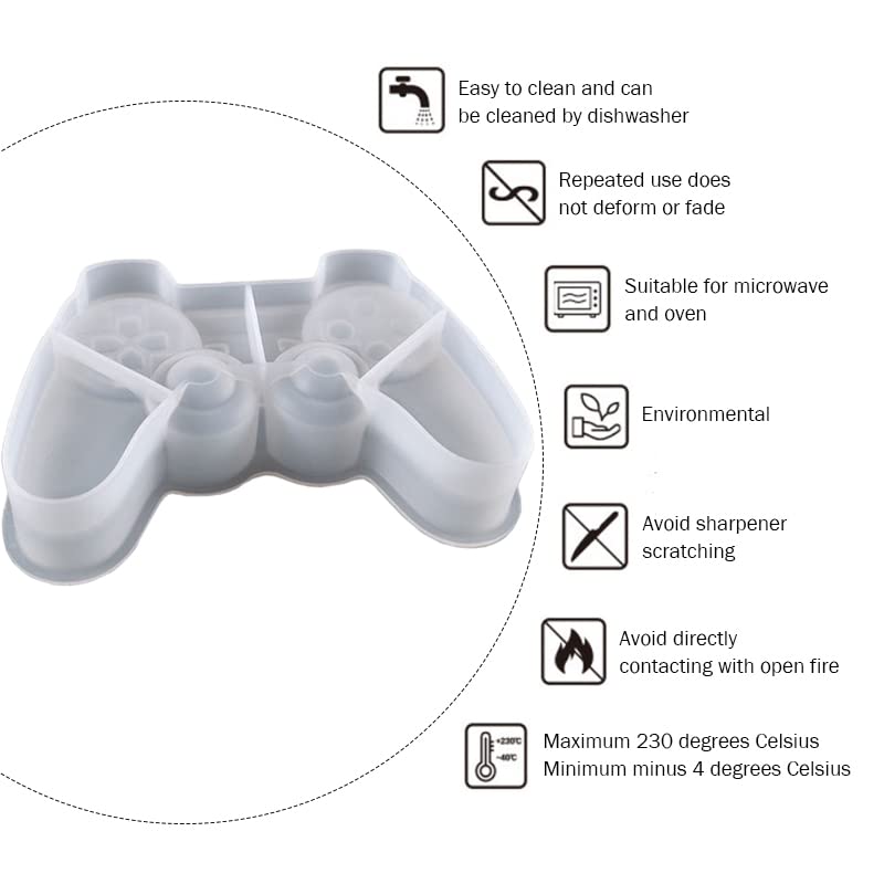 3D Game Controller Chocolate Silicone Molds, Non-Stick Large Breakable Chocolate Molds With 1 Pcs Wooden Mallet For Diy Party De