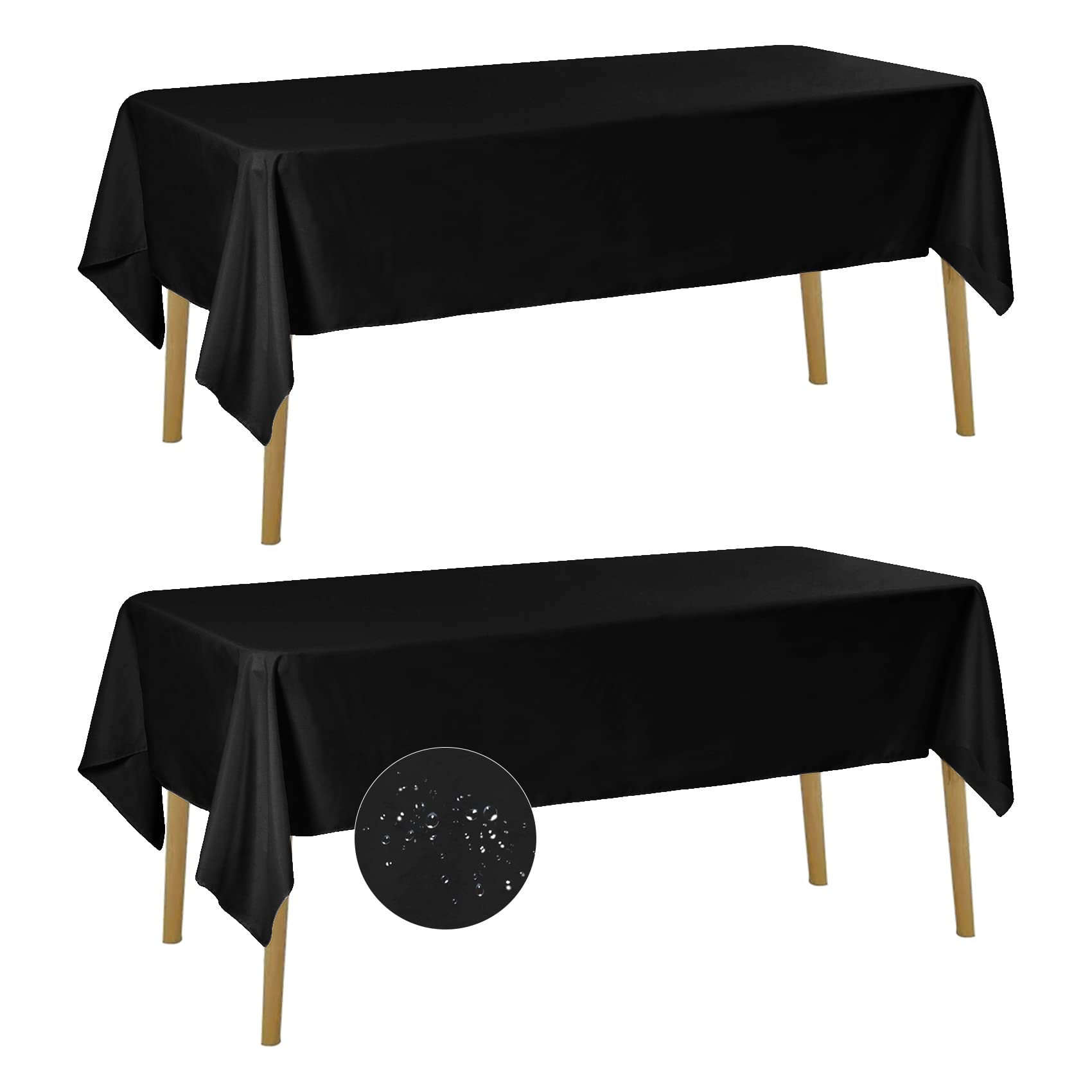Fokitut 2 Pack Waterproof Rectangle Tablecloth, 60X102 Inch, Stain Resistant And Wrinkle Polyester Table Cloth, Fabric Table Cov
