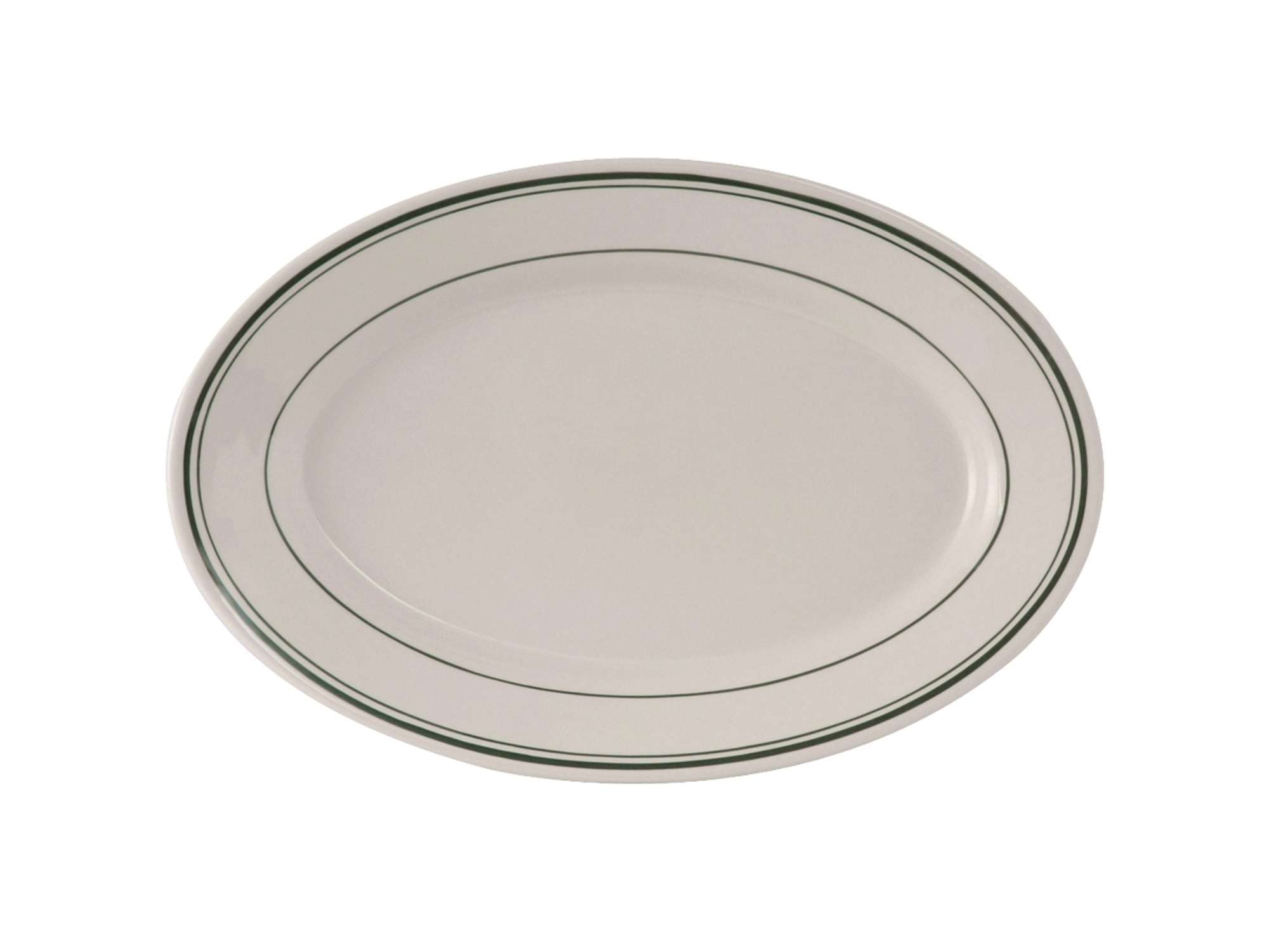 Tuxton China TGB-013 Platter, 11-5/8 x 8, Oval, Wide Rim, Rolled Edge, Microwave and Dishwasher Safe, Oven Proof, Fully Vitrifie
