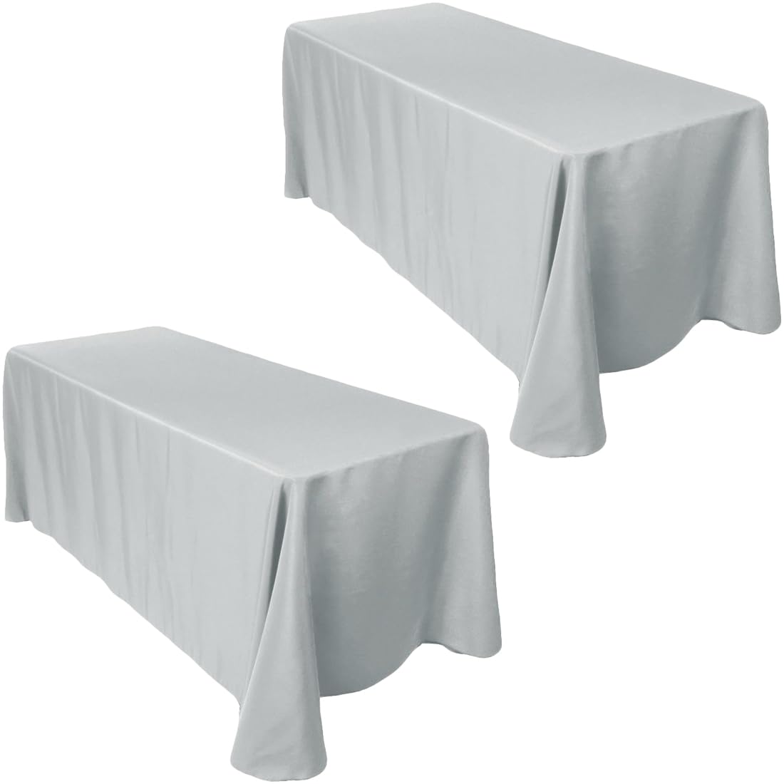 Ltc Linens 2-Pack Rectangular Tablecloths 90 In X 132 In With Rounded Corners - Grey/Silver Table Cloths For 6 Ft Rectangle Tabl