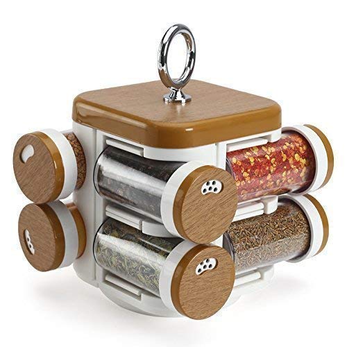 Revolving Stand Plastic Spice Rack/Masala Jar/Storage Jar/Condiment Set (8 Pcs Spice Rack)