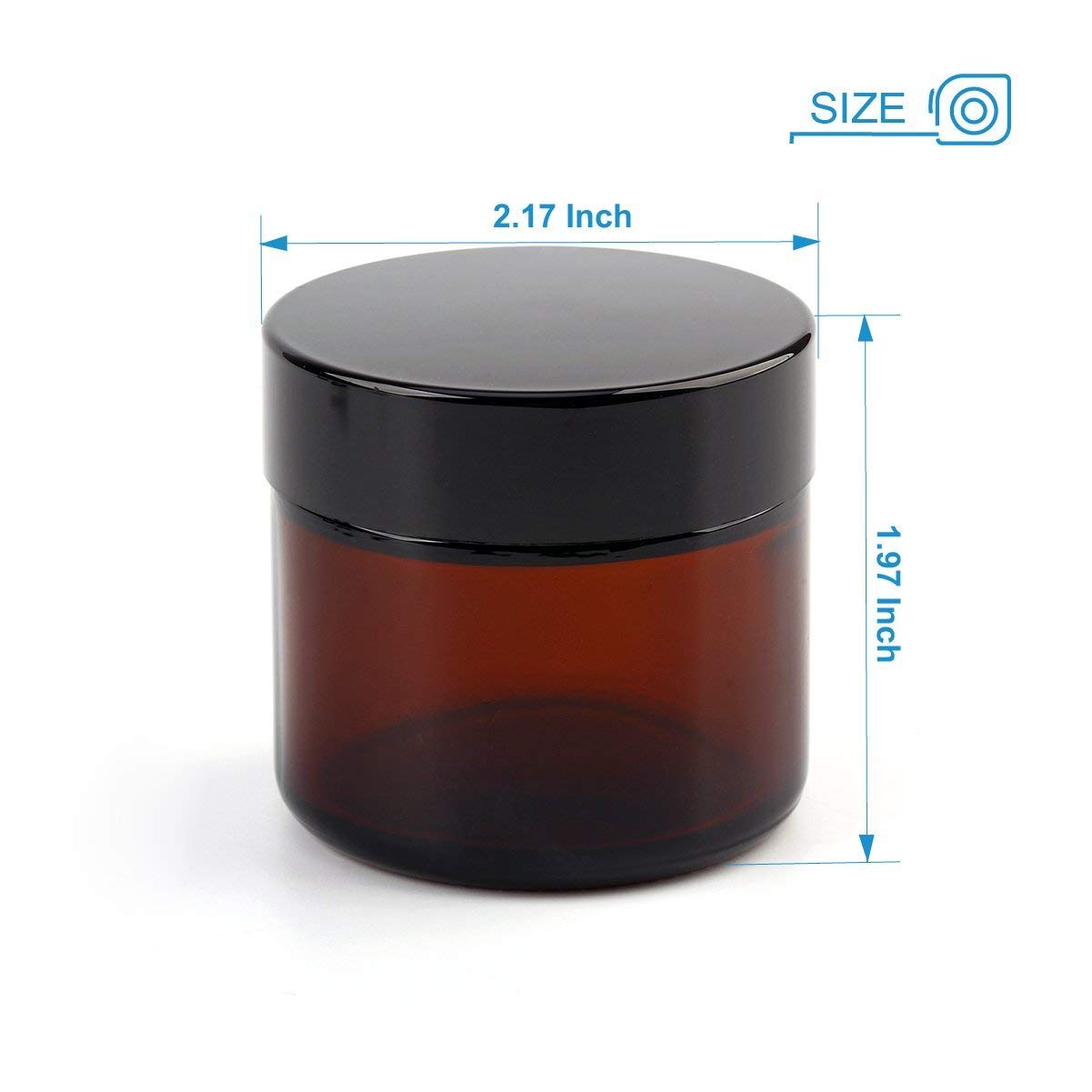 Encheng 15 Pack Of 2 Oz Amber Round Glass Jars,With Inner Liners And Black Lids,Empty Cosmetic Containers,Cream Jars