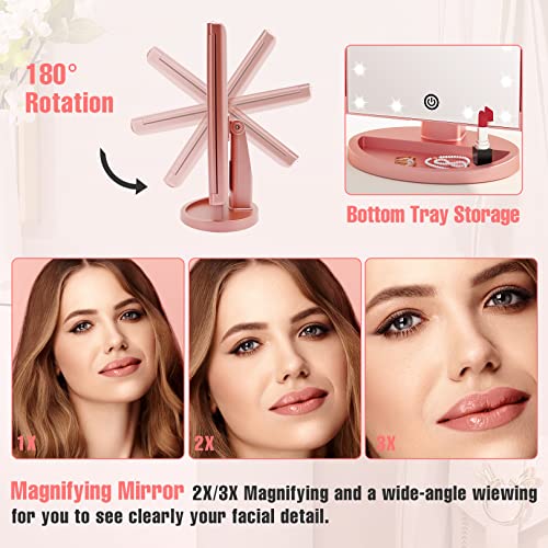 FASCINATE Lighted Makeup Mirror, Feature 21 Bright LED Lights, Dimmable Brightness, One Touch Power Switch, Multiple Magnifying