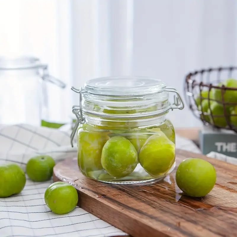 Foresta Airtight Glass Canister Set With Airtight Silicon Lids 500Ml Food Storage Jar Square  Glass Storage Container For Food 