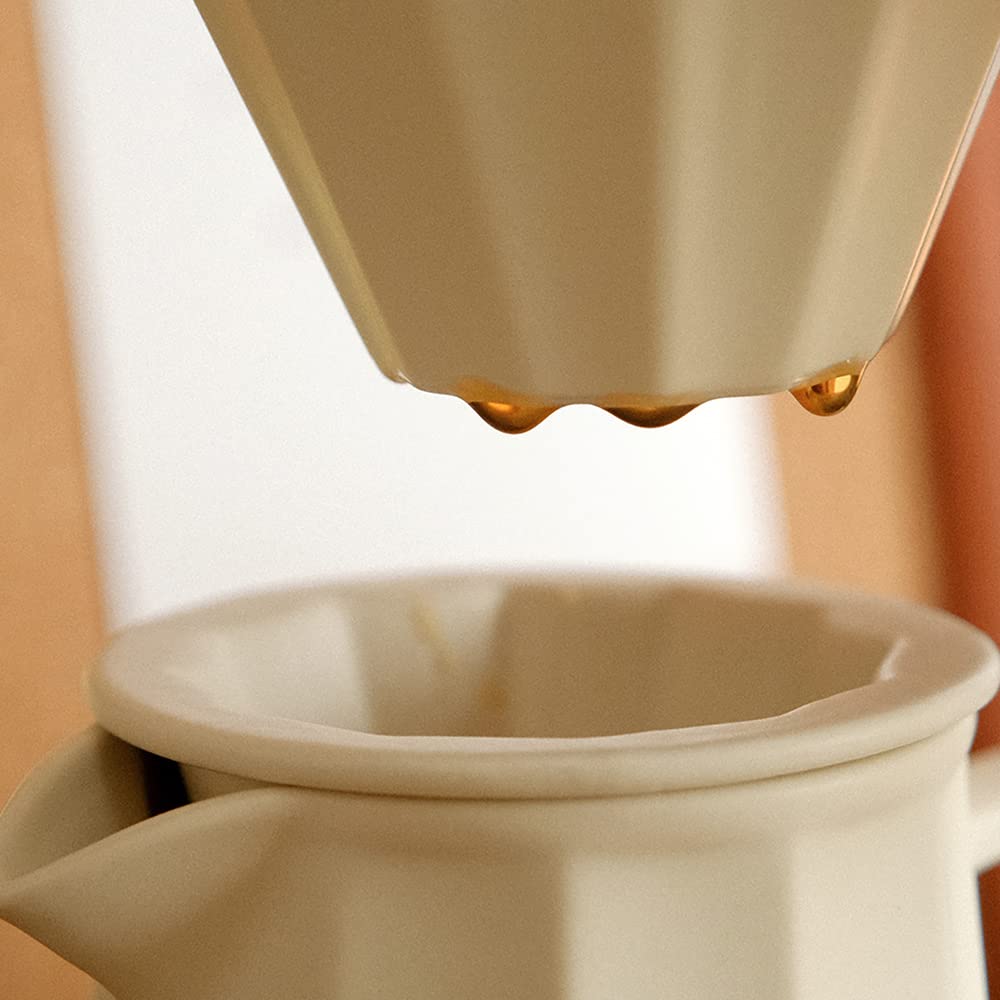 Pour Over Coffee Maker, Multi-Sided Petal Design, Matte Crme, 9.6Oz
