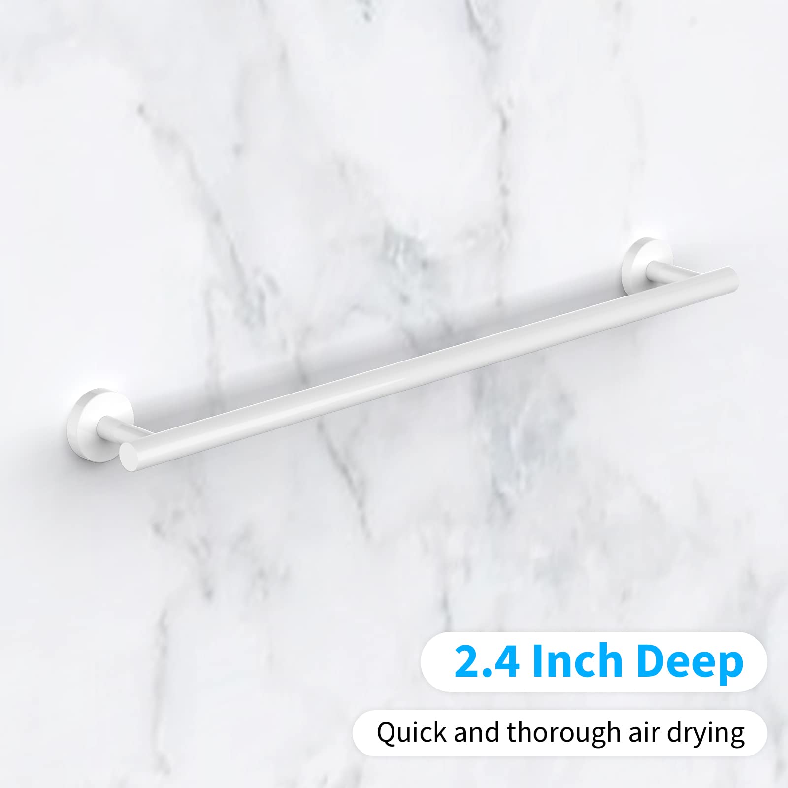 Cilee 2 Pieces White Bathroom Towel Bar  24 Inch Double Towel Racks Bathroom Towel Holder Towel Hanger for Bathroom Stainless Steel Wall Mount