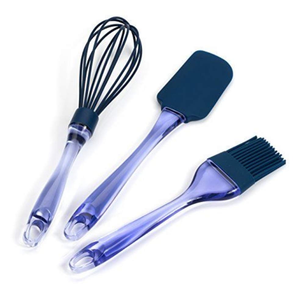 C.P Global Shop Multicoloured Silicone Brush, Spatula & Stainless Steel Whisk Set Of 3 Cake Decoration Tools And Accessories