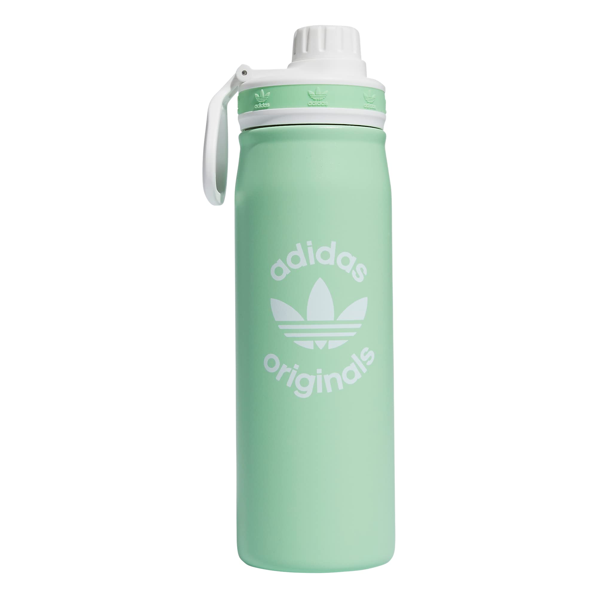 Adidas Originals 600 Ml (20 Oz) Metal Water Bottle, Hot/Cold Double-Walled Insulated 18/8 Stainless Steel, Glory Mint Green/Whit