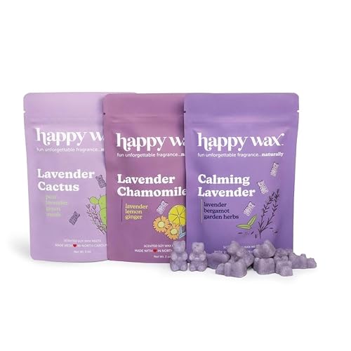 Happy Wax Lavender Lovers Collection Scented Natural Soy Wax Melts - 6 Total Oz. of Scented Wax Melts, Collection Includes 2oz L