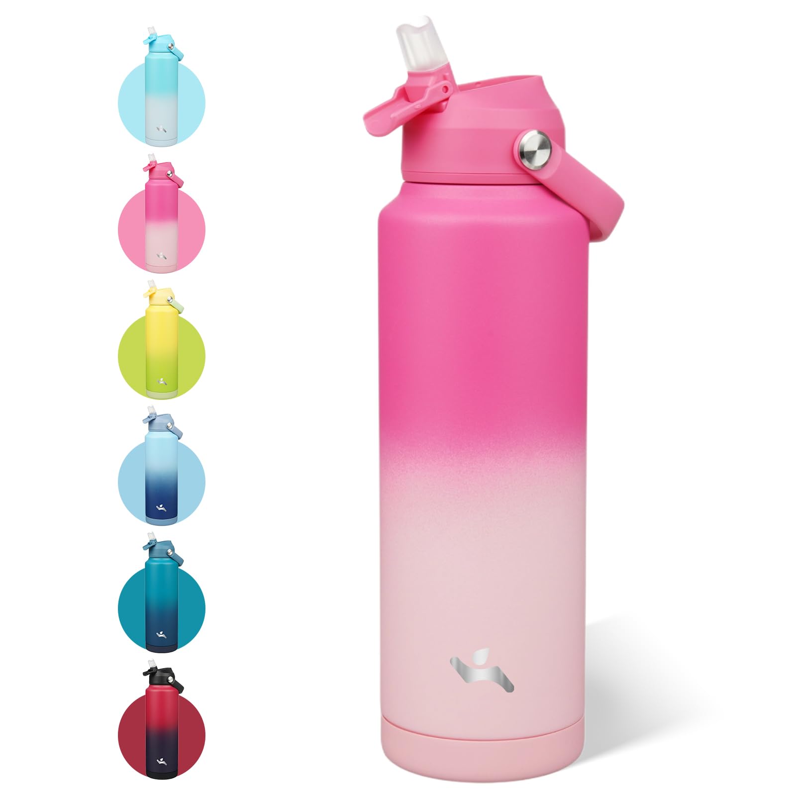 Konokyo 40 oz Insulated Stainless Steel Sports Water Bottle with Straw Lid