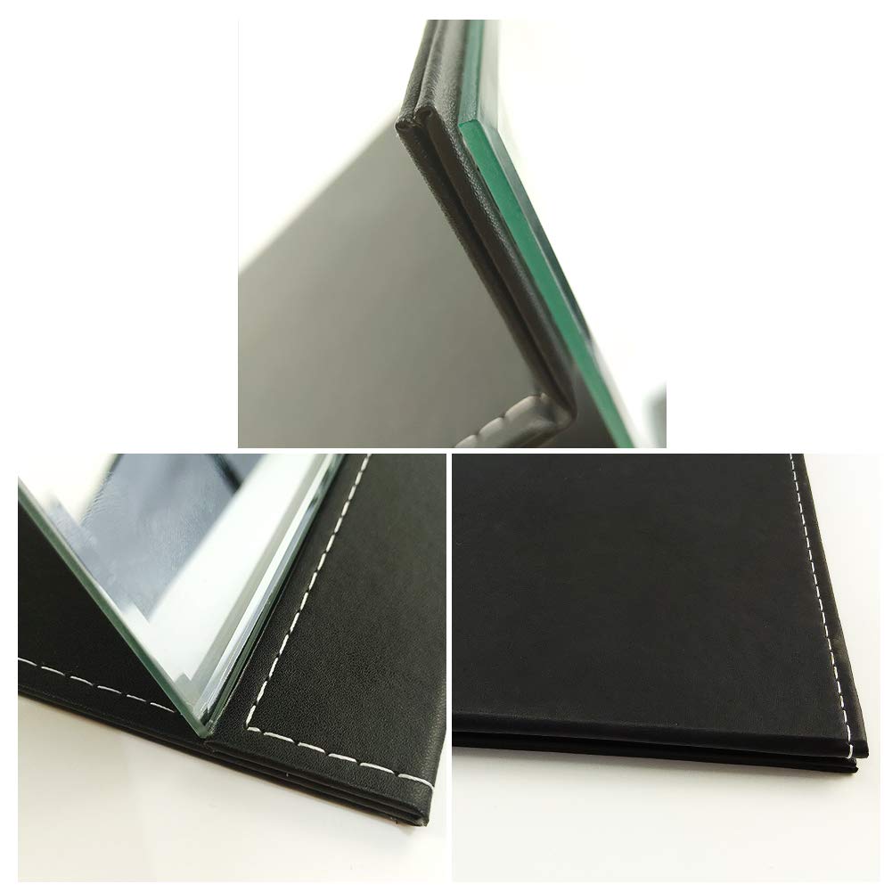 ZBEIVAN 10x7 Inches Portable Folding Makeup Mirror with Cosmetic Desktop Standing for Travel  Vanity Table  Room Decor  Beauty Gifts  Black