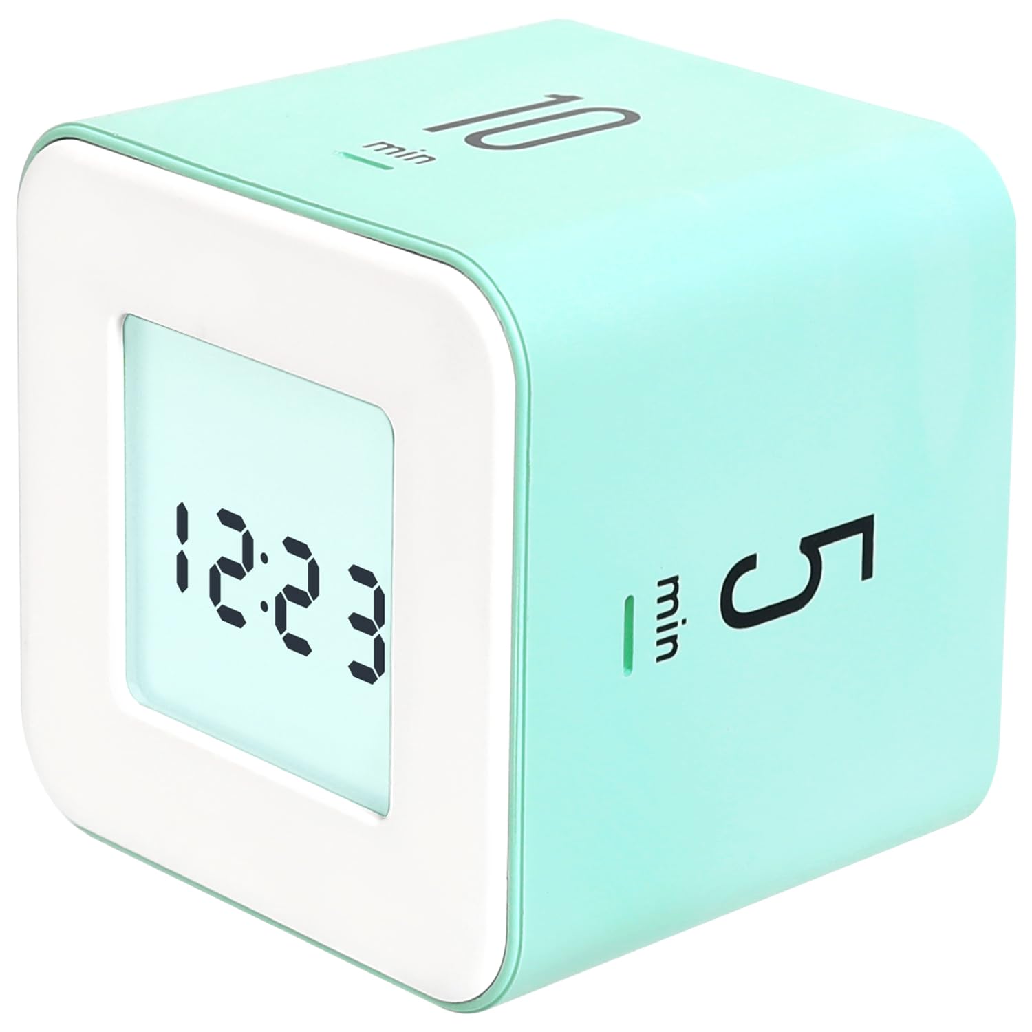 mooas Multi Cube Timer Clock (Mint) Rotating Flip Gravity Sensor Time Management Digital LED Clock & Timer 1, 3, 5, 10 min Setti