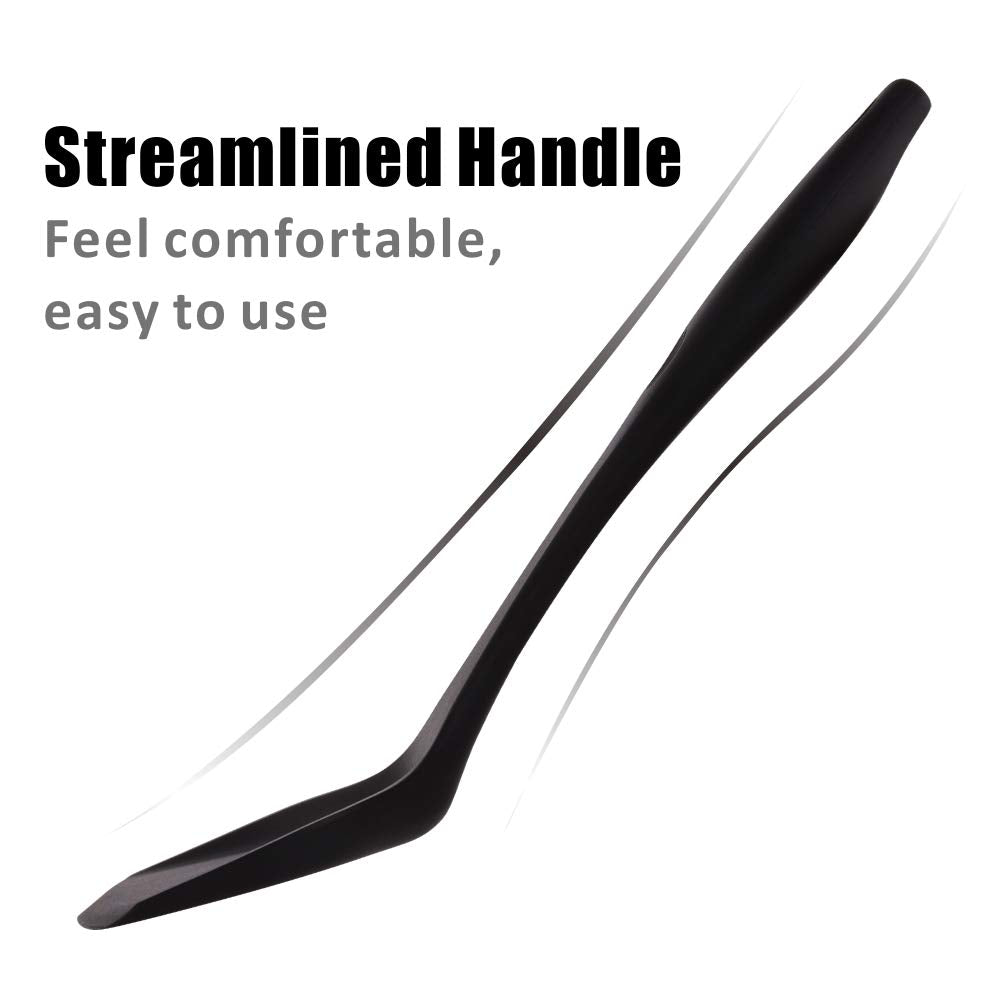Silicone Wok Spatula, Upgrade Nonstick Spatula Turner Heat Resistant Solid Silicone Stir Fry Spatula For Non Stick Cookware (Bla