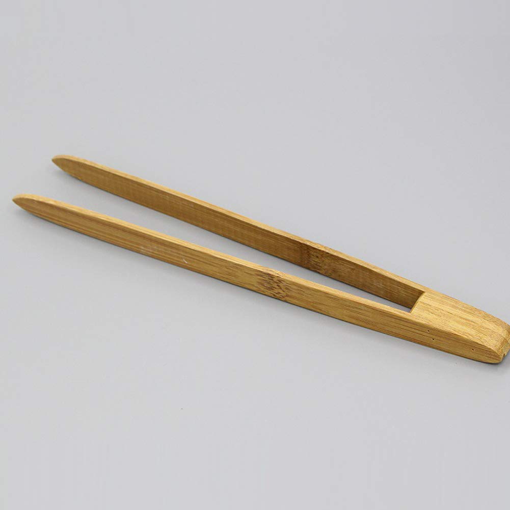 2 Pieces 9.5'' Bamboo Tongs Bamboo Toaster Tongs Natural Bamboo Kitchen Tongs Eco-Friendly Bamboo Tea Tongs Bamboo Snack Tongs F