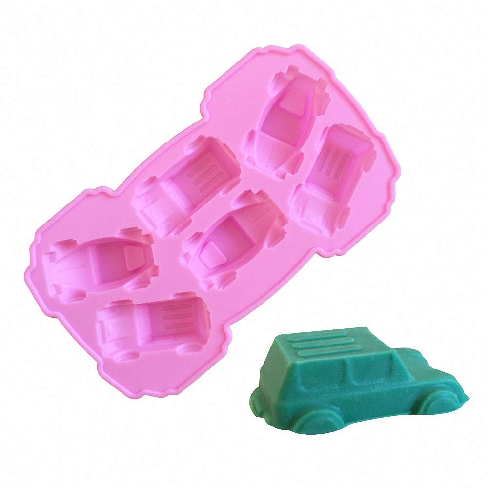 3Pcs Car Silicone Chocolate Candy Molds Auto Gummy Jello Mold Mini Cake Baking Mold Soap Crayon Melt Mold Ice Cube Trays (Random
