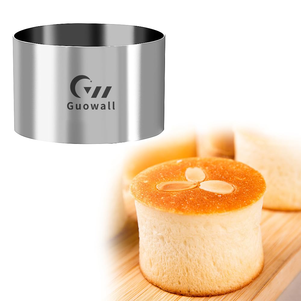 Guowall 4Pcs 3.15 Inch Seamless Cake Ring Mold For Baking Stainless Steel Round Mousse Mould Food Cookie Cutter