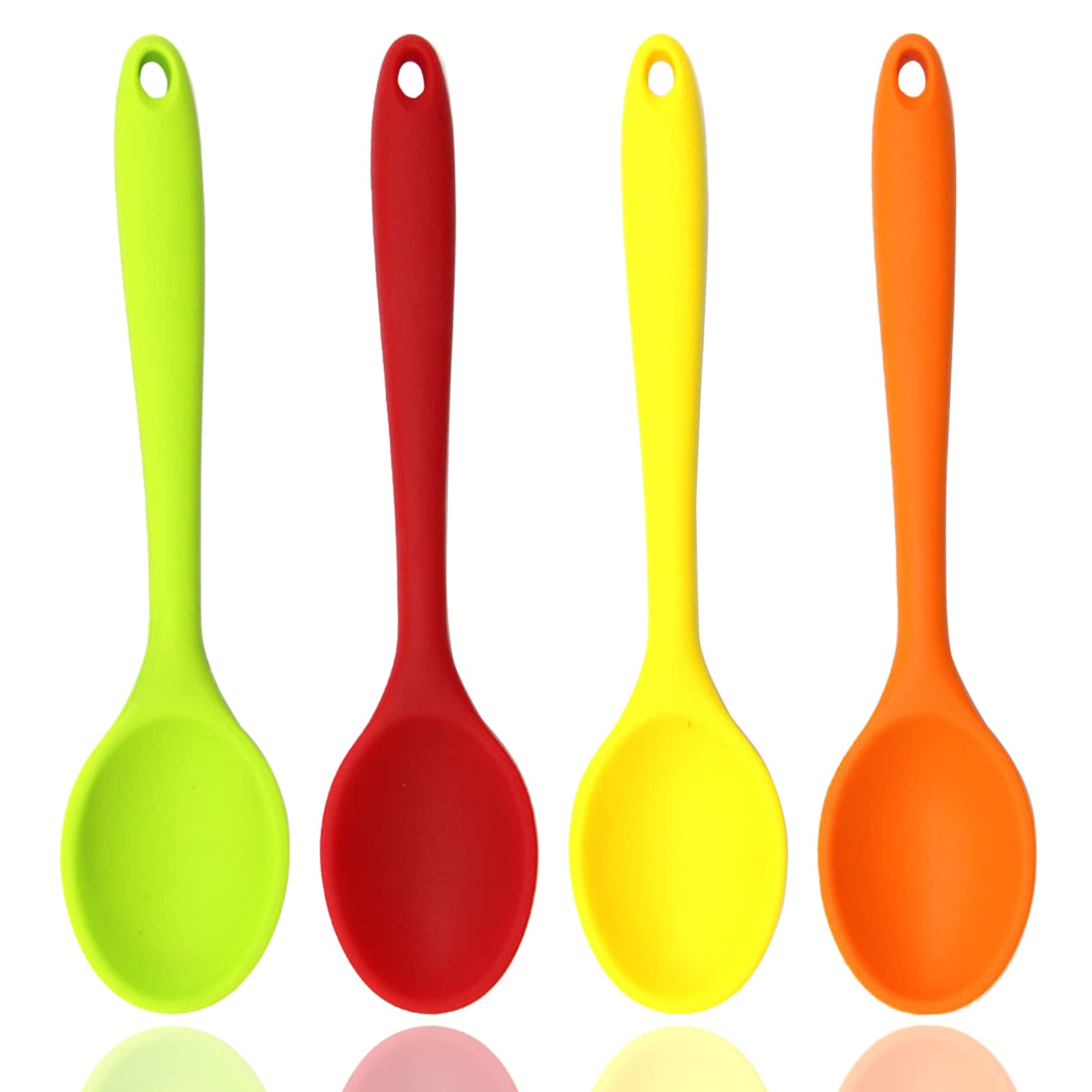 4 Pieces Silicone Mixing Spoon Heat Resistant Basting Spoon Utensil Spoon Non-Stick Spoon 8.2'' Multicolored Spoons Set For Mixi
