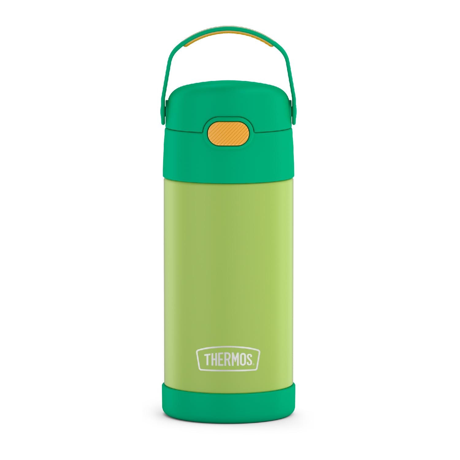 Thermos Funtainer Water Bottle With Straw - 12 Ounce - Kids Stainless Steel Vacuum Insulated Water Bottle With Lid, Lime/Orange