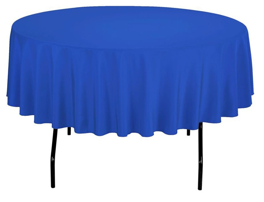 Tektrum 90 Inch Round Polyester Tablecloth - Thick/Heavy Duty/Durable Fabric - Blue Color
