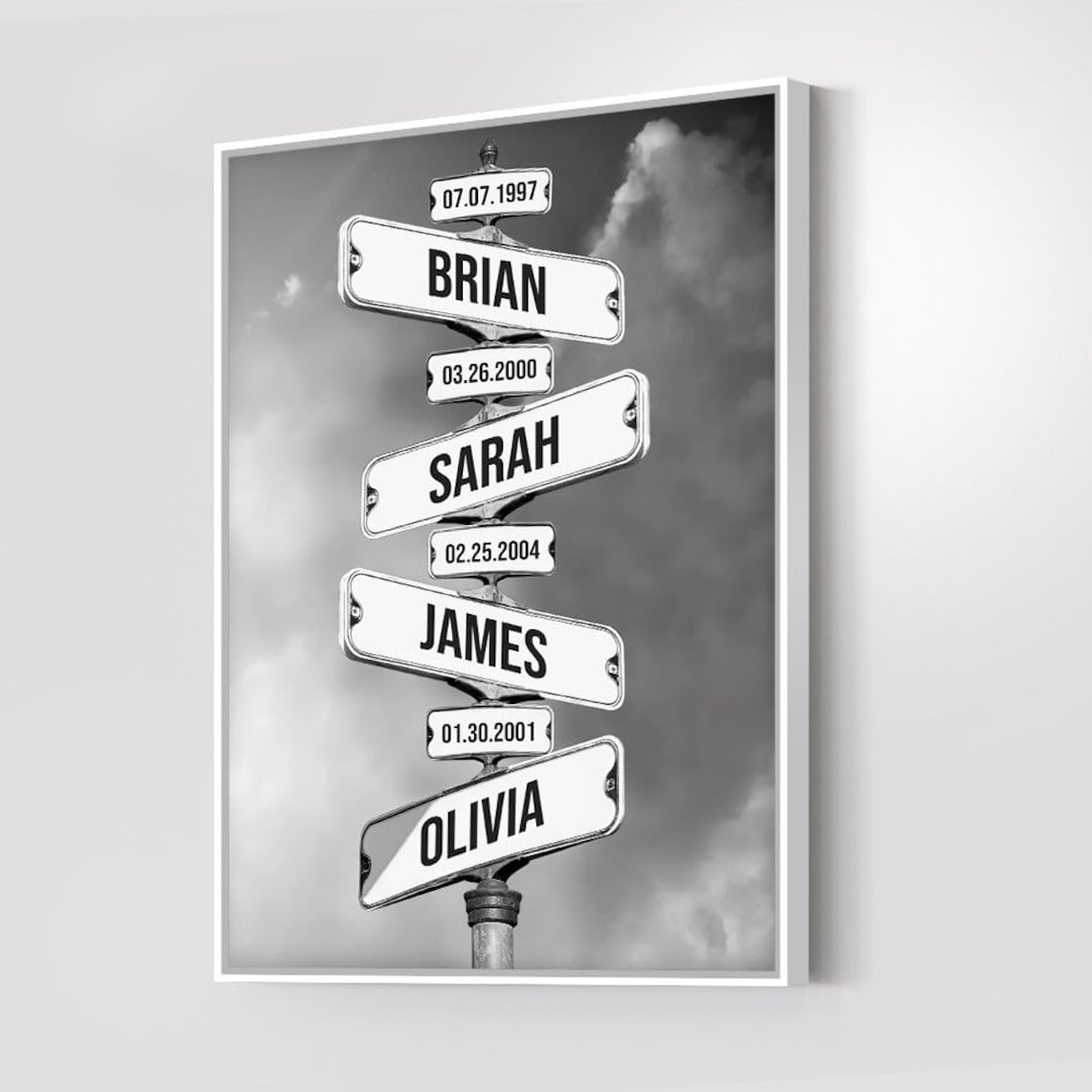 VIRAGIL Personalized Vintage Street Sign Poster Canvas - Multi-Names Family Wall Art, 11L" x 9W", Paper & Fabric, Color 1