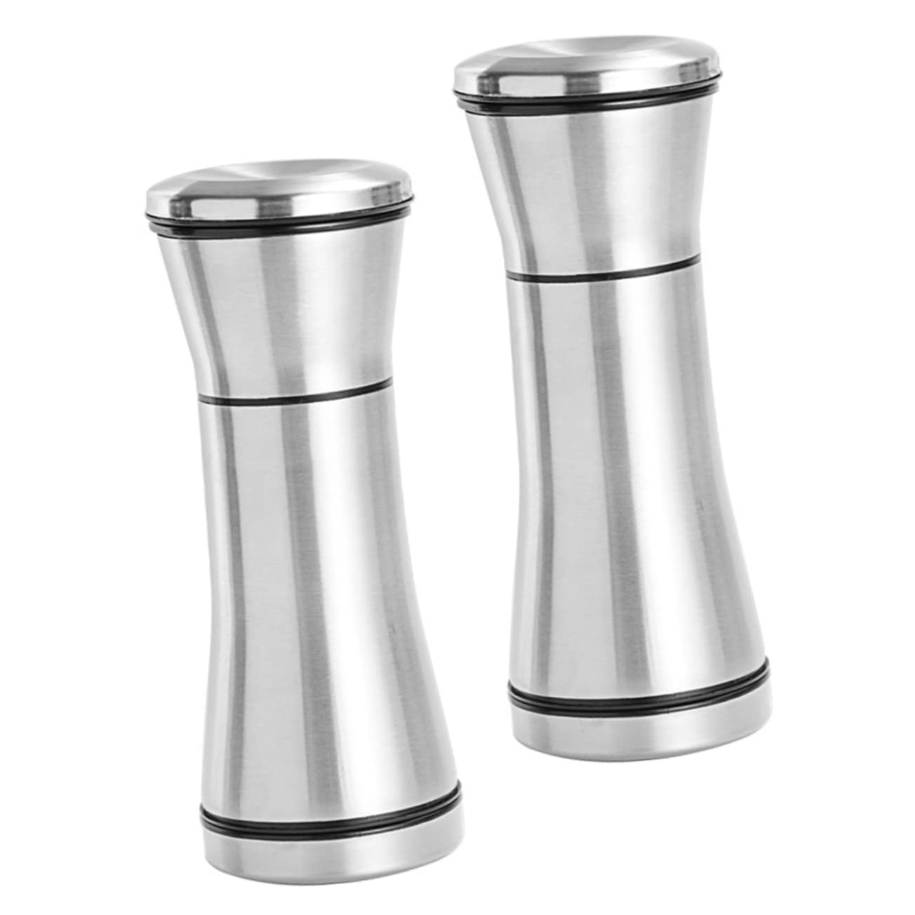 Happyyami 2Pcs Stainless Steel Pepper Mill Set Adjustable Coarseness Manual Grinder for Salt Spices Kitchen Gadget for Seasoning