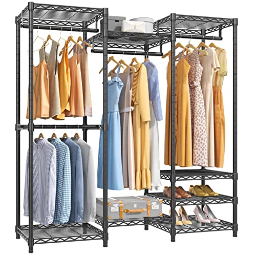 Vipek V5 Portable Closet Wardrobe Heavy Duty Clothes Rack, Freestanding Closet Metal Clothing Rack With 4 Hang Rods & 8 Shelves,