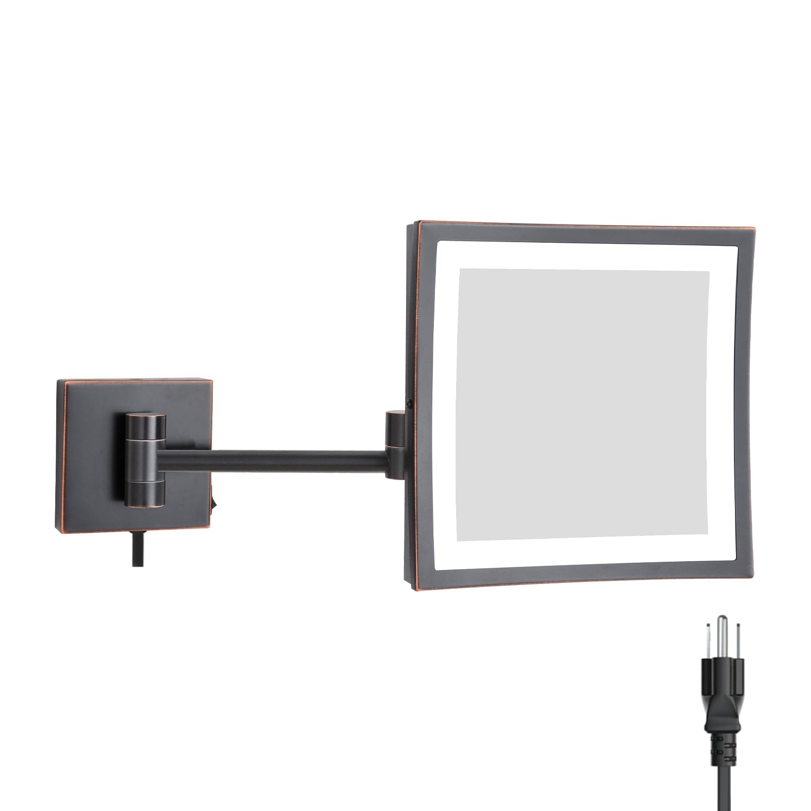 Dowry Led Lighted 5X Magnifying Makeup Mirror With Plug,8Inch, Polished Oil Rubbed Bronze Finished Dowry1802D-8X5