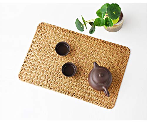 6 Pack Rectangular Woven Placemats, Rattan Wicker Table Mats, 17 '' X 12 '', Natural Seagrass Place Mats For Dining Table