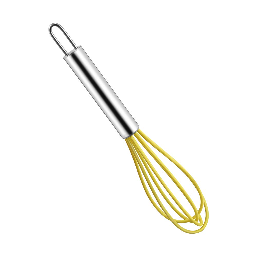 Newbested 4 Pack Colorful Mini Silicone Kitchen Whisks With Stainless Steel Handles For Milk Egg Blending Stirring Whisking And