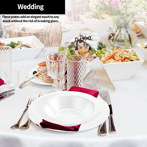 Premium Quality Heavyweight Plastic Bowls China Like. Wedding and Party Dinnerware Plastic Bowls 14 oz. White/Pearl-Value Pack 30 Count