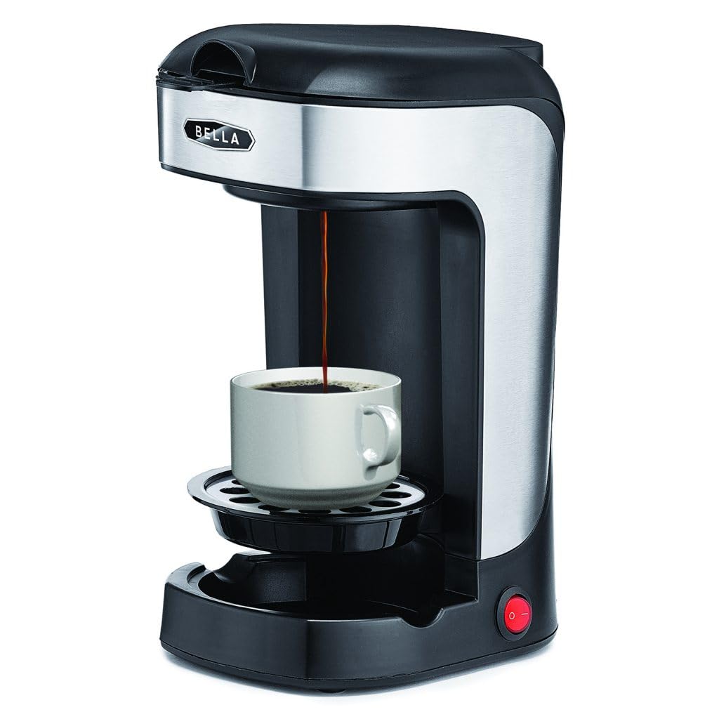 Bella One Scoop One Cup Coffee Maker, Single Serve Brewer With Adjustable Drip Tray And Permanent Filter, Dishwasher Safe, Stain