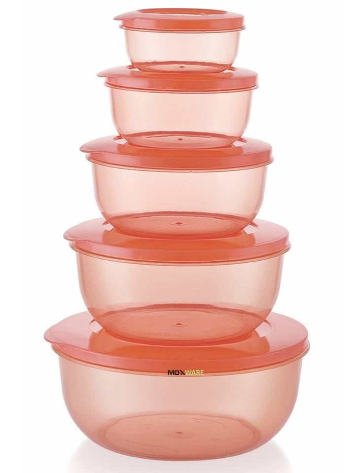 Moxware Plastic Airtight Fridge Storage Round Containers Set Combo For Food, Rice, Pasta, Pulses Dabba Set, For Kitchen, (Pink ,